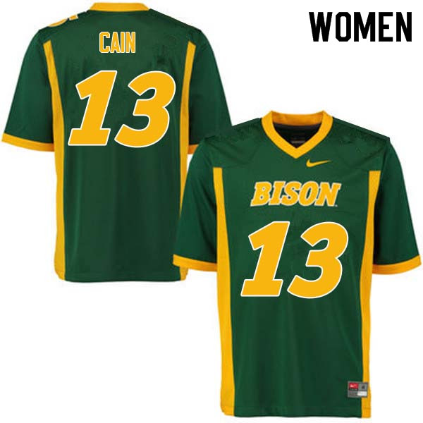 Women #13 Desmond Cain North Dakota State Bison College Football Jerseys Sale-Green